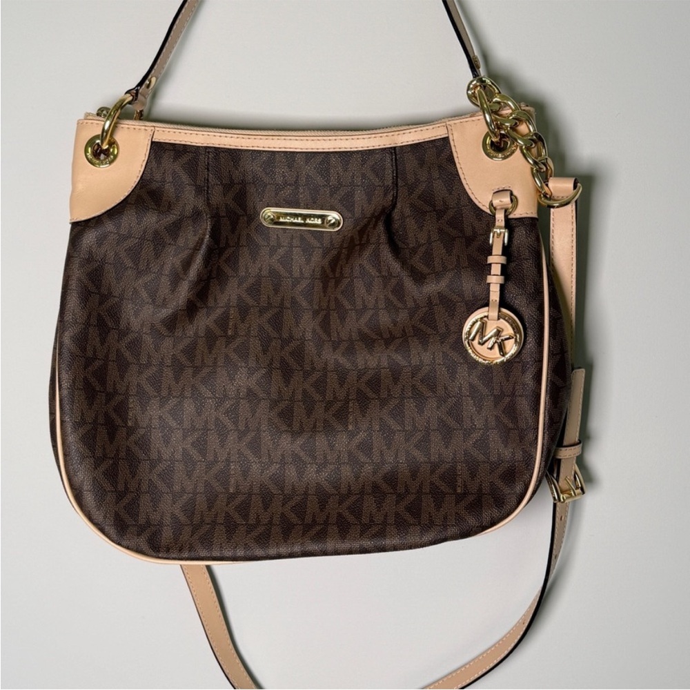 Michael Kors Signature Brown and Cream Shoulder Bag